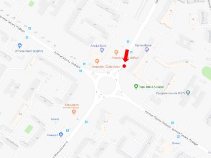Билборд  в Киеве, 3x6  просп. Червоної Калини (Володимира Маяковського)., 38/10 - вул. Лифаря (колиш. вул. Сабурова), в центр схема