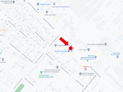 Бэклайт A в Черкассах, 2.3x3.14  Чигиринська вул., 42 / Подолинського вул., з центру схема