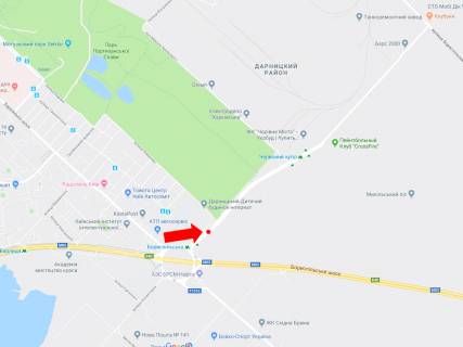 Билборд A в Киеве, 3x6  Старобориспільська вул., 200 м. від Харківської пл., роздільник, в сторону вул. Бориспільської, ст.м. "Червоний Хутір" схема