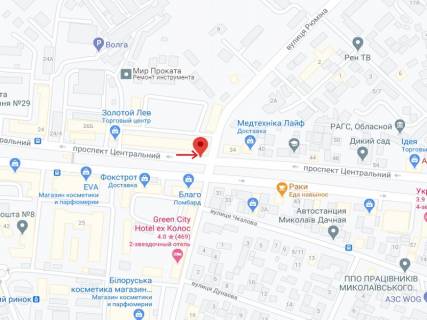 Ситилайт B в Николаеве Центральний просп. (Леніна просп.)., 32 - Рюміна вул., перший схема