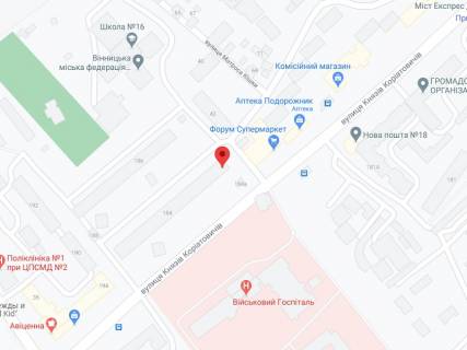 Видеоборд A у Вінниці Князів Коріатовичів (стара назва Свердлова вул.), 184, аптека "Конекс", прайс за ролик 10 сек 1 вихід/5 хвилин, на двосторонньому екрані, від 144 виходів на день. Розрахунок для інших параметрів трансляції уточнюйте у менеджера. - 301277 схема
