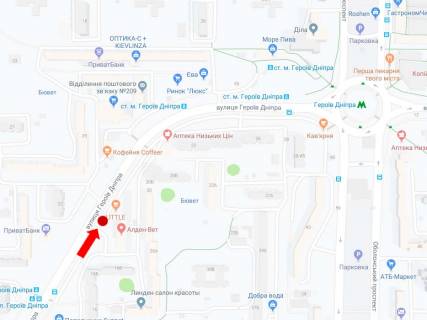 Білборд, Бігборд (Борд)  A у Києві, 3x6  Героїв Дніпра вул., 18а, в сторону ст. м. "Героїв Дніпра" схема