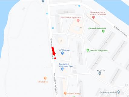 Ситилайт  в Киеве, 1.8x1.2  Русанівська набережна, 18, біля супремаркета "АТБ", в сторону Русанівської бульвару схема