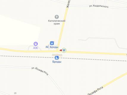 Билборд A в Бродах, 3x6  Привокзальна вул., з/д вокзал, автостанція схема