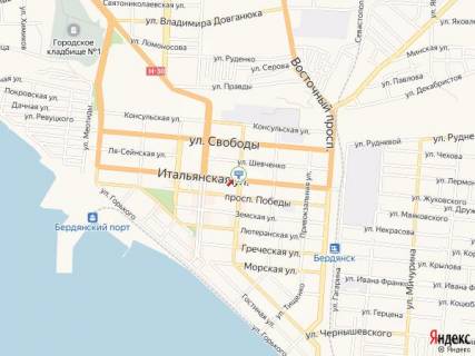Билборд B в Бердянске Центральная ул. - Итальянская ул. схема