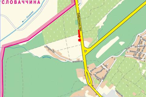 Билборд  в Ужгороде, 3x6  Собранецька вул., в''їзд в місто з боку Словаччини схема