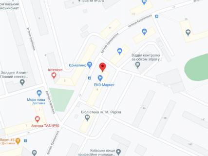 Видеоборд A в Киеве Єреванська вул., 14, аптека "Вітамін", прайс за ролик 10 сек 1 вихід/5 хвилин, на двосторонньому екрані, від 144 виходів на день. Розрахунок для інших параметрів трансляції уточнюйте у менеджера. - 301167 схема