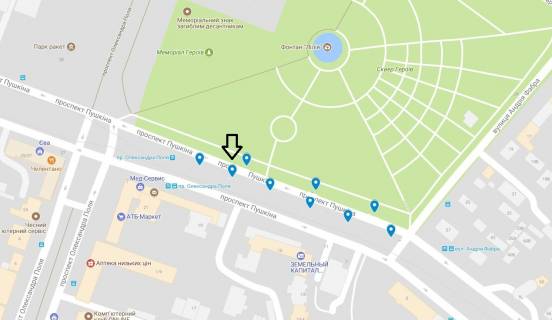 Ситилайт  в Днепр (Днепропетровск), 1.8x1.2  Українки (кол. Пушкіна) пр., 19 схема