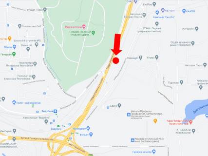Билборд  в Киеве, 3x6  Наддніпрянське шосе, 800м до ст. м. "Видубичі", в бік Южного мосту схема