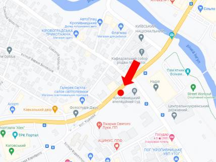 Ситилайт B в Кропивницкий (Кировоград), 1.8x1.2  Соборна вул. ( 50 років Жовтня). - проспект Європейський (Велика Пермська), від центру схема