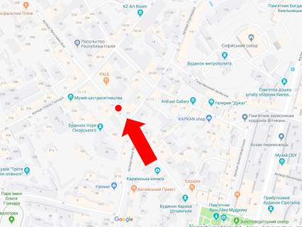 Ситилайт B в Киеве, 1.8x1.2  Ярославів Вал вул., 22, біля входу в готель "Radisson", в сторону Львівської пл. схема