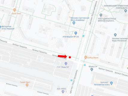 Билборд B в Харькове, 3x6  Каденюка (раніше Танкопія) вул. - Петра Григоренка проспект (кол. Маршала Жукова), на світлофорі, в сторону вул. Харківських Дивізій схема