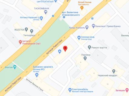 Видеоборд A в Виннице Пирогова вул., 13, аптека "Конекс", прайс за ролик 10 сек 1 вихід/5 хвилин, на двосторонньому екрані, від 144 виходів на день. Розрахунок для інших параметрів трансляції уточнюйте у менеджера. - 301273 схема