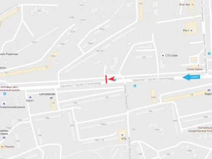 Билборд A в Харькове, 3x6  Байрона (кол. Героїв Сталінграда) пр., 165, в центр схема