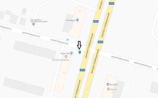 Бэклайт A в Днепр (Днепропетровск), 3.14х2.32  просп. Слобожанський (Газети Правда), 117 - вул. Старочумацька (колишня Байкальська), на світлофорі схема