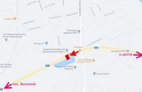 Білборд, Бігборд (Борд)  A у Траса, 3x6  Сімферопольське шосе - Харківська вул., районний суд, з центру схема