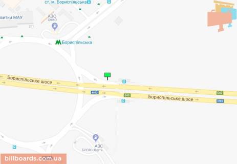 Бэклайт B в Борисполе Київський шлях вул., 2 (виїзд з Борисполя, поворот на Арт Молл, світлофор) схема