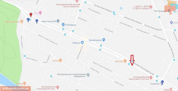 Билборд A в Белой Церкви, 3х6  Б-р. Олександрійський, буд 113 (напрямок в центр) схема