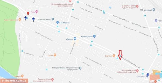 Билборд B в Белой Церкви, 3х6  Б-р. Олександрійський, буд 113 (напрямок з центру) схема