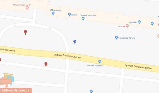 Білборд, Бігборд (Борд)  A у Білій Церкві Леваневського вул., 57 схема