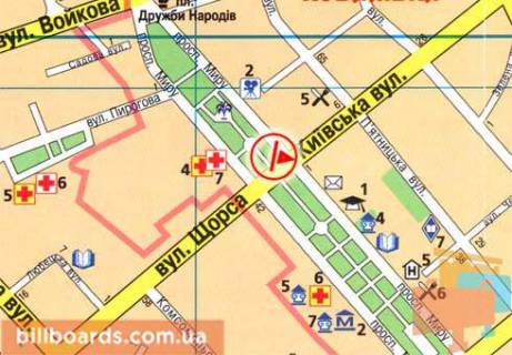 Призма  в Чернигове Мира пр-т, ул. Киевская, Івана Мазепи (Щорса) ул. - 81674 схема