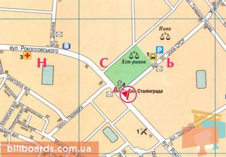 Призма A в Чернигове, 3x6  Левка Лук'яненка (Рокосовського) вул., 14 - Всіхсвятська (50 років СРСР) вул. - 481757 схема