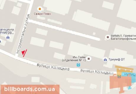 Призма B в Чернигове, 3x6  Козацька (50 років ВЛКСМ) вул. - Інструментальна вул., 3 - 481749 схема