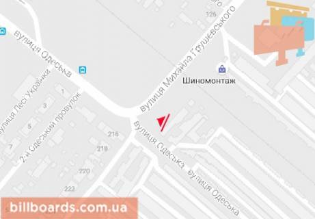 Билборд  в Черкассах Одесская ул. - Грушевского ул. (слева) схема