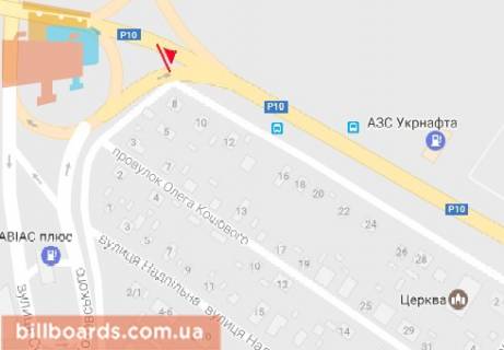 Билборд  в Черкассах Лесная просека ул. - Золотоношское шоссе схема