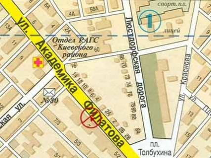 Билборд + в Одессе, 3x6  Філатова вул., 9 схема