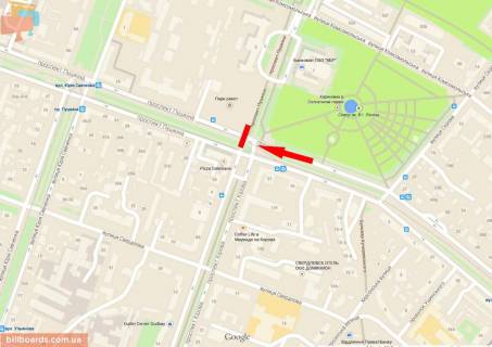 Скроллер A в Днепр (Днепропетровск), 3,14х2,32  пр.Лесі Українки (пр.Пушкіна) – пр. Олександра Поля (Кірова), "Квітковий ринок", роллер 3.14х2.32 - 174084 схема