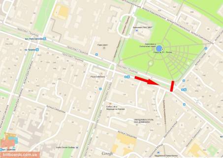 Скролер, Скрол + у Дніпро (Дніпропетровськ), 4х3  пр.Лесі Українки (пр.Пушкіна) – вул. Лазаря Глоби (Сєрова, Фабра), бульвар Кучеревського, роллер 4х3 - 174099 схема