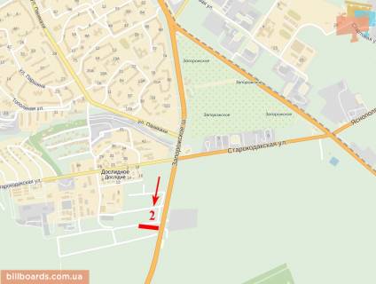 Билборд  в Днепр (Днепропетровск) Запорожское шоссе, п. Дослидное, выезд из города схема