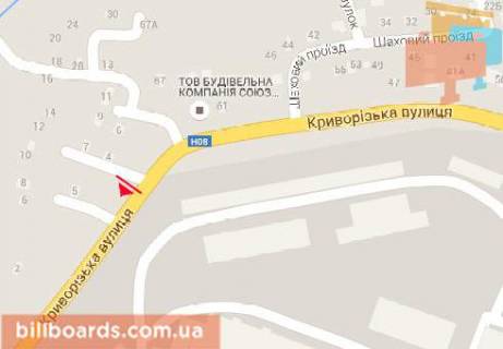 Билборд  в Днепр (Днепропетровск) Криворожская ул., 59 / Ковельская ул. схема