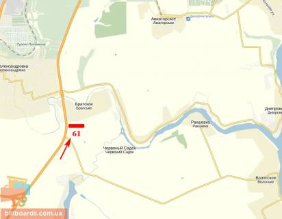 Билборд  в Днепр (Днепропетровск) Запорожское шоссе, АЗС "Нефтек", поворот на Волосское схема