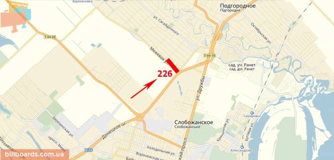 Билборд  в Днепр (Днепропетровск) Донецкое шоссе, км 222+000 м., АЗС "Укртатнафта", "Эпицентр", выезд из города схема