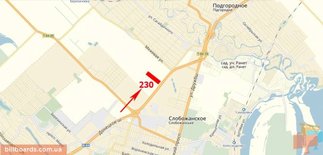 Билборд  в Днепр (Днепропетровск) Донецкое шоссе, км 221+850 м., АЗС "Укртатнафта", "Эпицентр", выезд из города схема