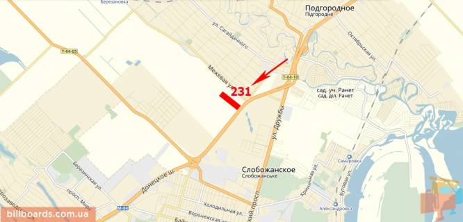 Билборд  в Днепр (Днепропетровск) Донецкое шоссе, км 221+900 м., АЗС "Укртатнафта", "Эпицентр", въезд в город схема