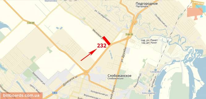 Билборд  в Днепр (Днепропетровск) Донецкое шоссе, км 221+900 м., АЗС "Укртатнафта", "Эпицентр", выезд из города схема