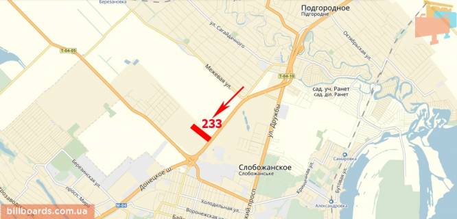 Билборд  в Днепр (Днепропетровск) Донецкое шоссе, км 219+750 м., въезд в город схема