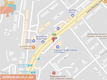 Билборд A в Днепр (Днепропетровск) Мазепи пр. (колиш. Петровского пр.), 51Д схема