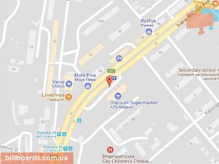 Билборд B в Днепр (Днепропетровск) Мазепи пр. (колиш. Петровского пр.), 51Д схема