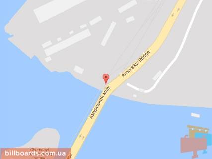Билборд B в Днепр (Днепропетровск), 6х3  з'їзд з Амурського мосту на лівий берег з центру схема
