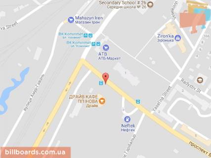 Билборд B в Днепр (Днепропетровск), 6х3  просп. Мануйлівський (Воронцова), навпроти буд.№1, в'їзд і з'їзд з Амурського мосту схема