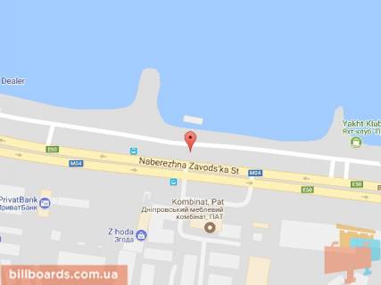 Билборд B в Днепр (Днепропетровск), 6х3  вул. Набережна Заводська, 9Б (через дорогу від МК "Меблі Прогрес" в центр на світлофорі) схема