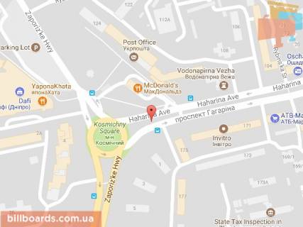 Скролер, Скрол A у Дніпро (Дніпропетровськ), 3.14х2.32  просп. Науки (Гагаріна), 175 (на перетині з Запорізьким шосе, навпроти ресторану МАКДОНАЛДС), рух в бік ДАФІ - 168643 схема