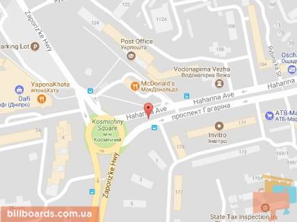 Скролер, Скрол A у Дніпро (Дніпропетровськ), 3.14х2.32  просп. Науки (Гагаріна), 175 (на перетині з Запорізьким шосе, навпроти ресторану МАКДОНАЛДС), рух в бік ДАФІ - 168645 схема