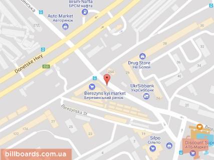 Билборд B в Днепр (Днепропетровск) Березинська вул., 26 схема
