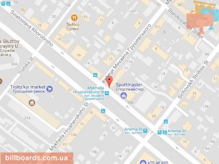 Scrolller, Scroll A in Dnipro (Dnipropetrovsk), 3.14х2.32  st. M. Grusevs'kogo (K. Libknehta), 13 - st. S. Horobrogo (Ckalova), navproti Troic'kogo rinku, bila magazinu SPORTMASTER, bila svitloforu - 168769 scheme