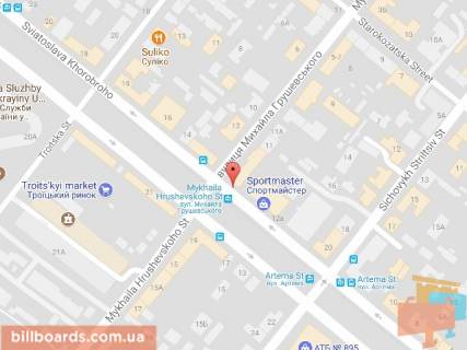 Scrolller, Scroll A in Dnipro (Dnipropetrovsk), 3.14х2.32  st. M. Grusevs'kogo (K. Libknehta), 13 - st. S. Horobrogo (Ckalova), navproti Troic'kogo rinku, bila magazinu SPORTMASTER, bila svitloforu - 168763 scheme